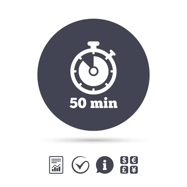 Timer teken pictogram. 50 minuten stopwatch-symbool. — Stockvector