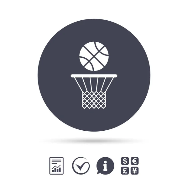 Cesta de baloncesto e icono de pelota — Vector de stock