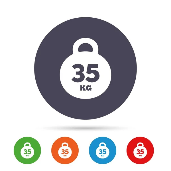 Gewichtszeichensymbol. 35 Kilogramm (kg). Sportsymbol. — Stockvektor