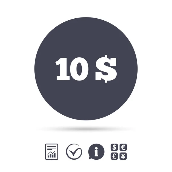 10 Dollar Zeichen Symbol. usd Währungssymbol. — Stockvektor
