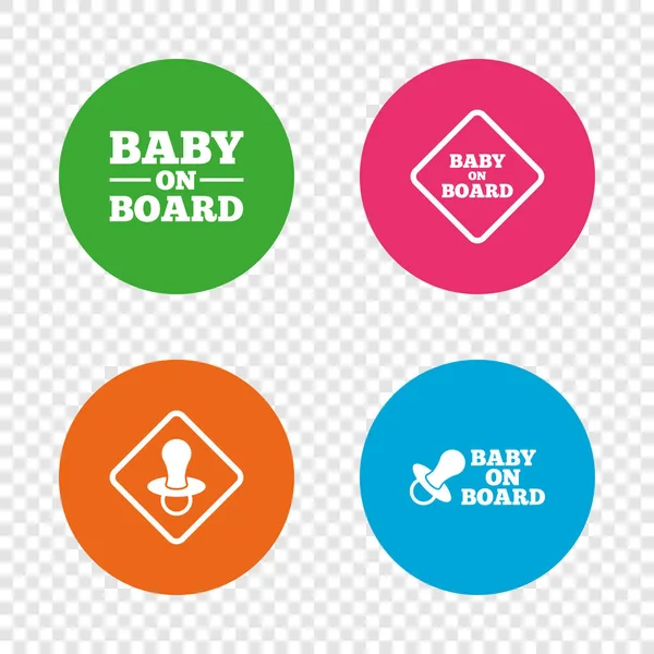 Baby on board icons. Infant caution signs. — Stock Vector