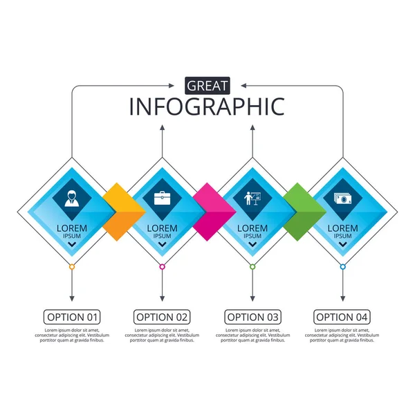 Modelo de fluxograma infográfico —  Vetores de Stock