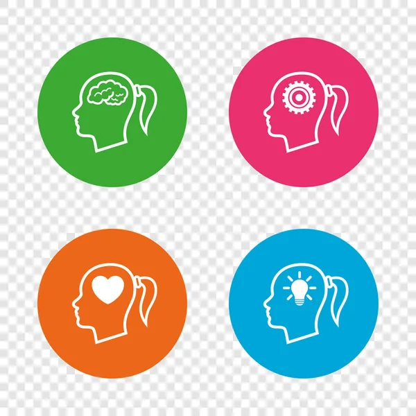 Head with brain and idea icons — Stock Vector