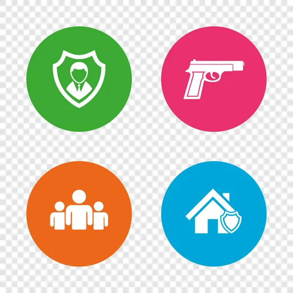 De pictogrammen van de Agentschap van de veiligheid. Home-schild bescherming. — Stockvector
