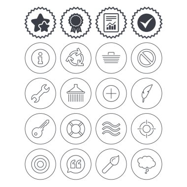 Evrensel simgesi. Bilgi, alışveriş ve duş.