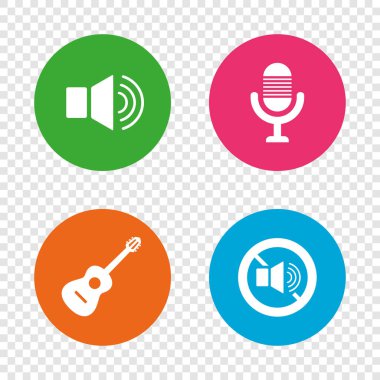 Müzikal öğeleri simgesi. Mikrofon, ses hoparlör.