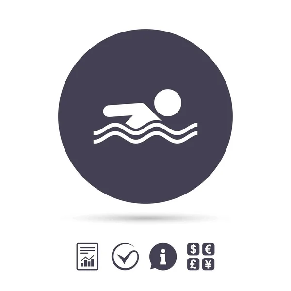 Icona del segno di nuoto. Piscina nuotare simbolo . — Vettoriale Stock