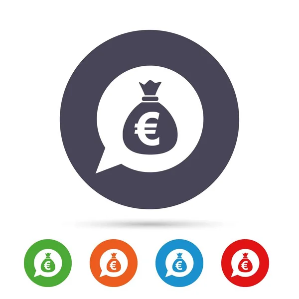 Ícone de sinal de saco de dinheiro. Euro EUR moeda . — Vetor de Stock