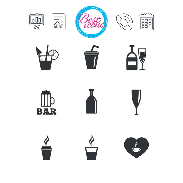 Icone di birra, caffè e tè — Vettoriale Stock
