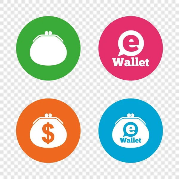 Elektronisk plånbok ikoner. dollartecken kontanter väska. — Stock vektor