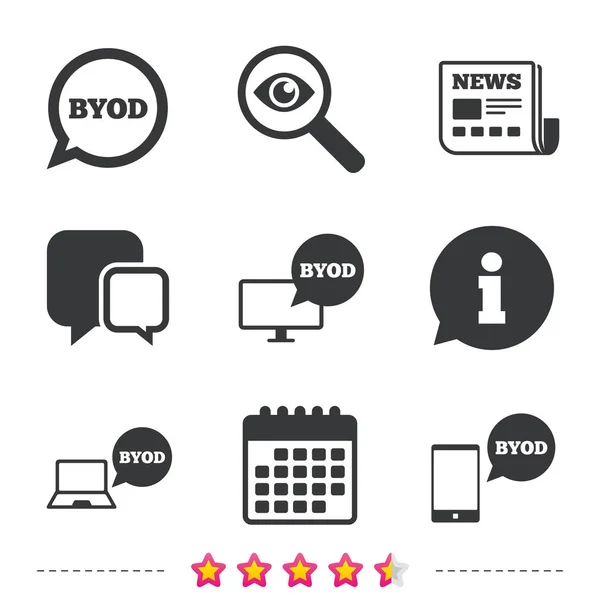 BYOD flat icons — Stock Vector