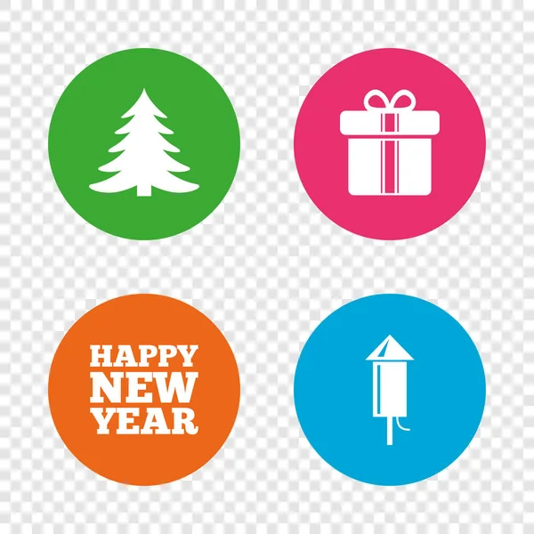 Frohes neues Jahr. Weihnachtsbaum und Geschenkbox. — Stockvektor