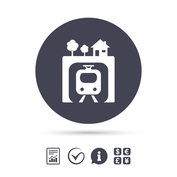 Icona del cartello sotterraneo. Simbolo treno della metropolitana . — Vettoriale Stock