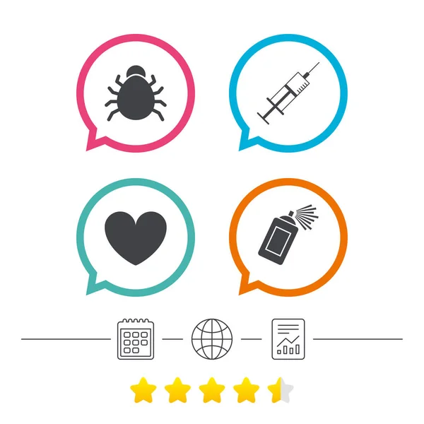 Icônes Bug et vaccin — Image vectorielle