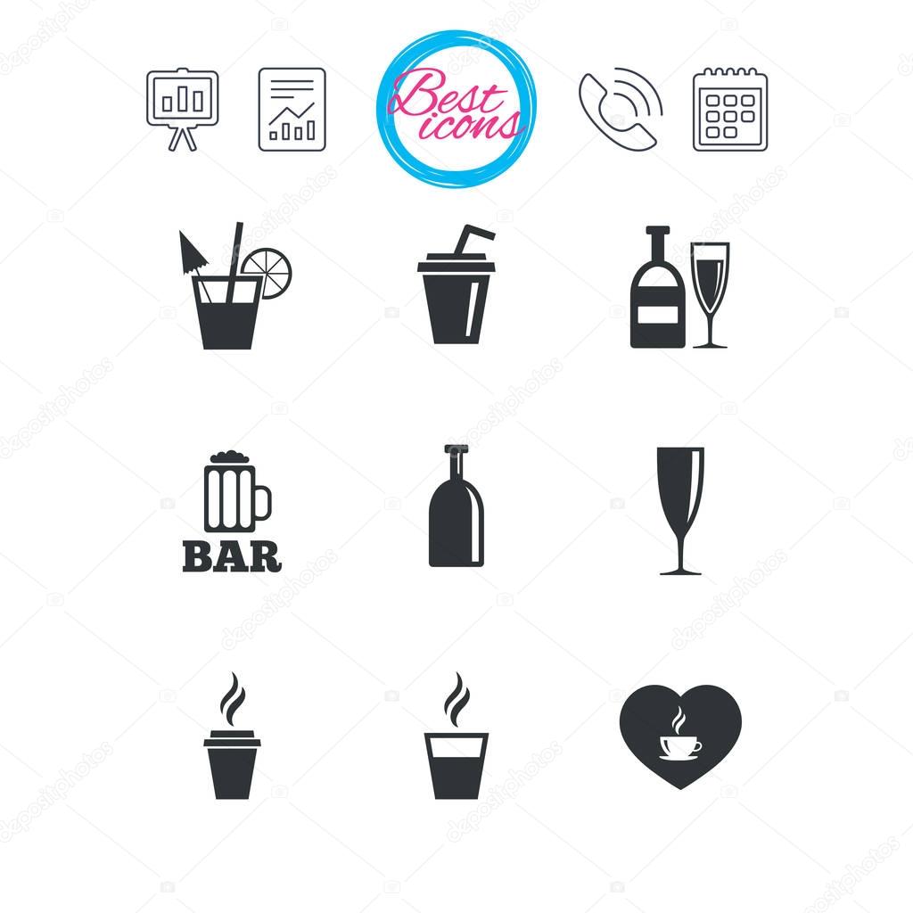 Beer, coffee and tea icons