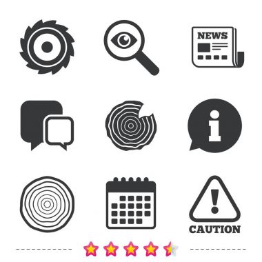 ahşap ve testere dairesel tekerlek simgeler. 