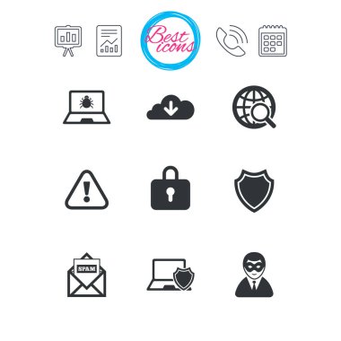 Internet gizlilik simgeler. Siber suç işaretleri.