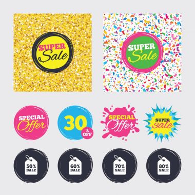 Sale price tag icons. Discount symbols. clipart