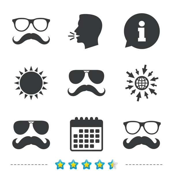 Iconos de bigote y gafas — Archivo Imágenes Vectoriales