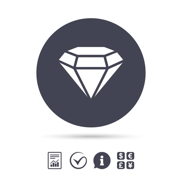 Icono plano de diamante — Vector de stock