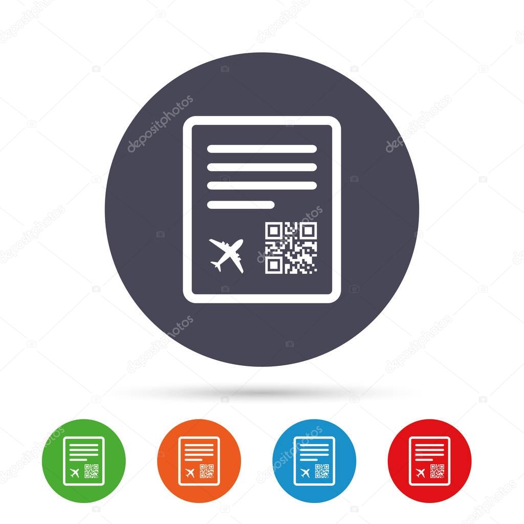 Boarding pass flight sign icon