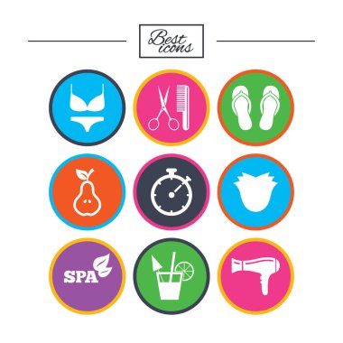 Hairdresser, spa icons.  clipart