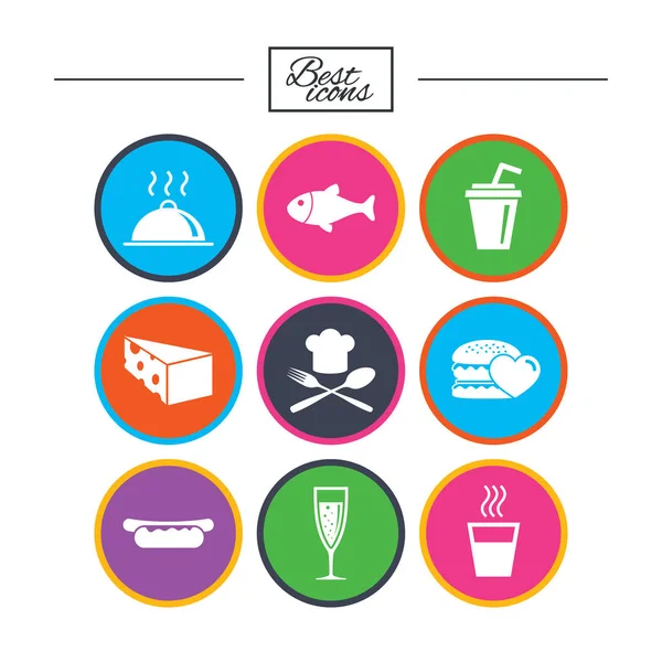 Alcohol, fish and burger. — Stock Vector