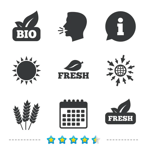 Natural fresco Bio ícones alimentares . —  Vetores de Stock