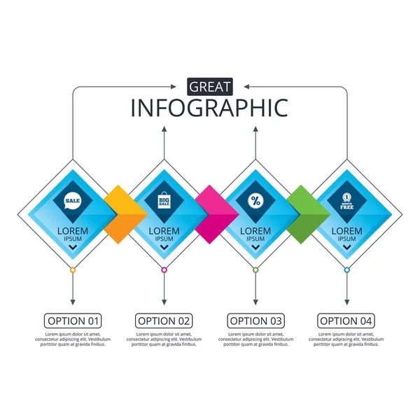 Modello grafico di flusso infografico — Vettoriale Stock