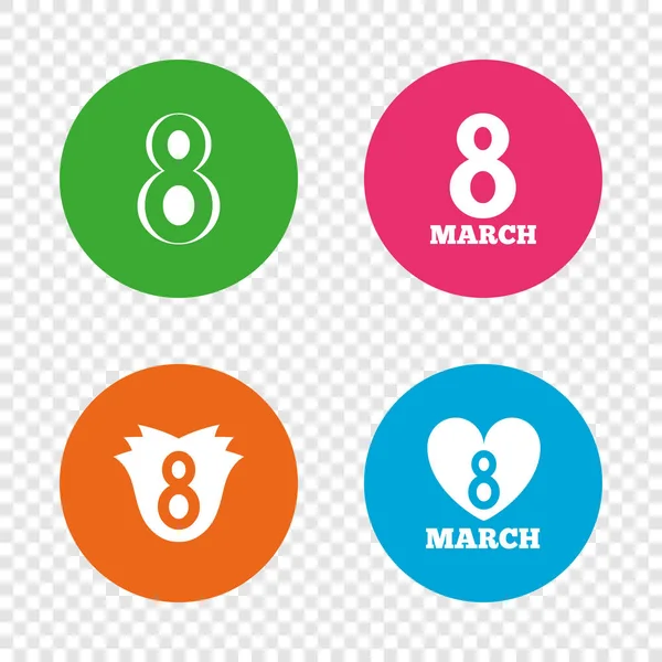8 March Women's Day icons. — Stock Vector