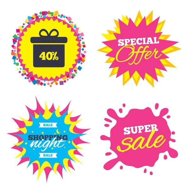 40 por cento de venda ícones de tag caixa de presente . — Vetor de Stock