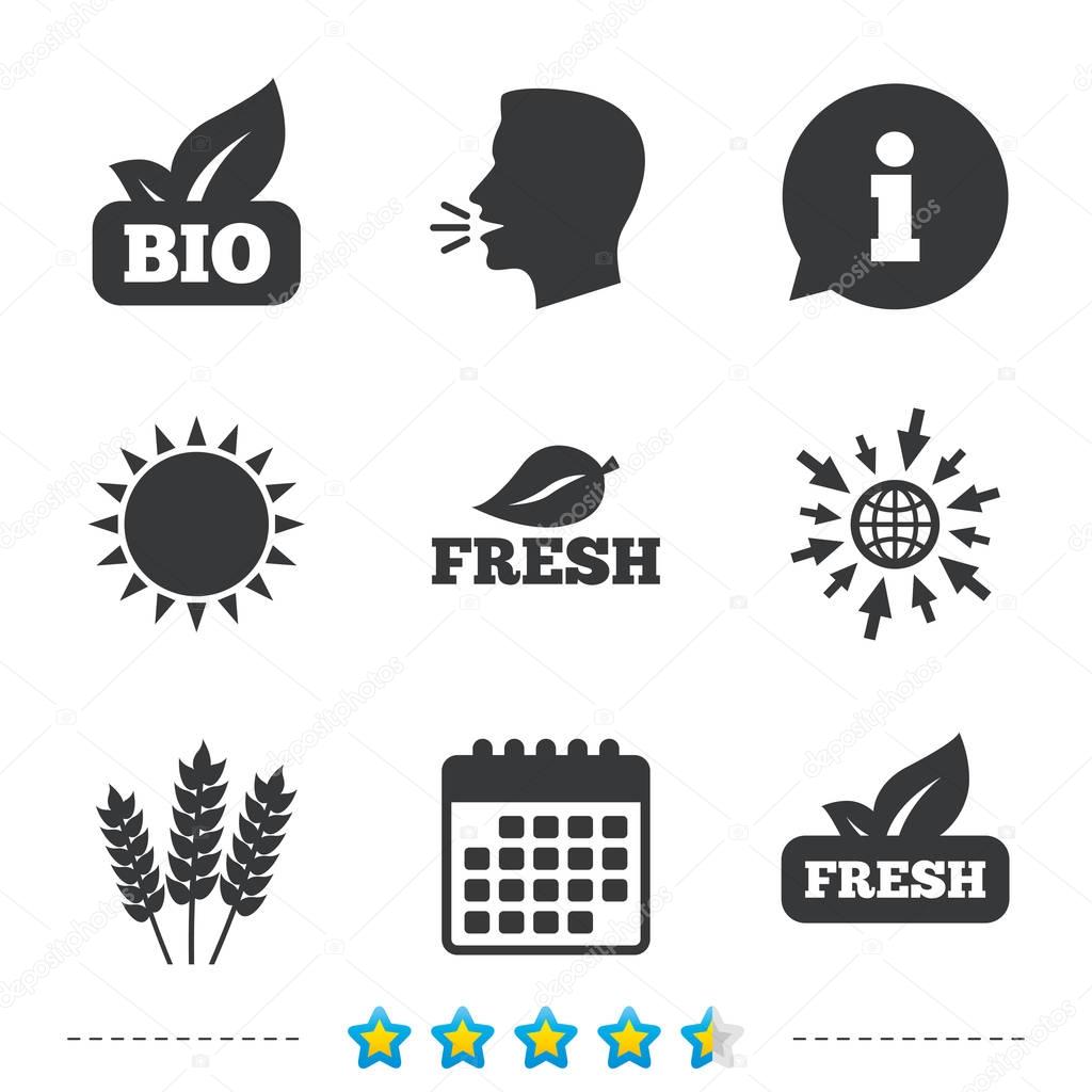 Natural fresh Bio food icons.