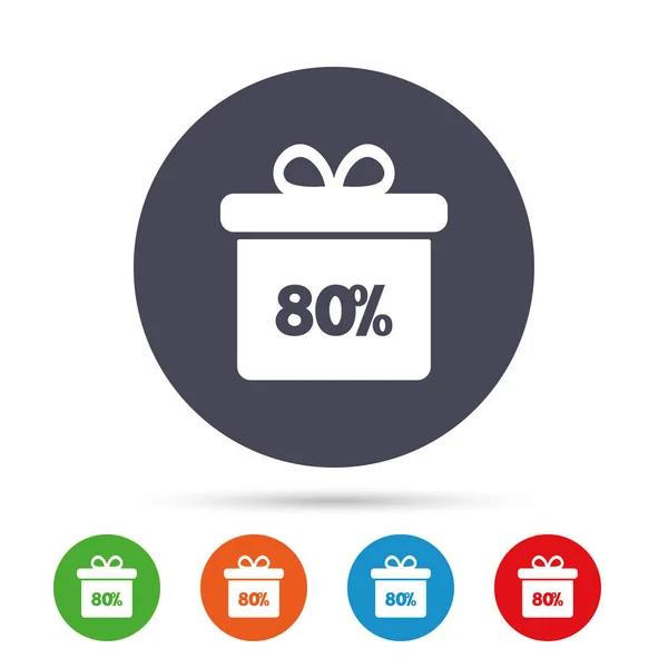 80 procent verkoop gift box teken labelpictogram instellen. — Stockvector
