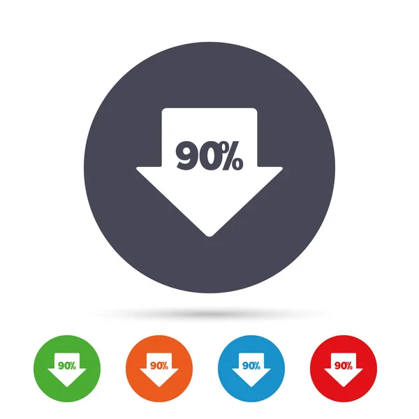 90 por cento venda seta tag ícones conjunto — Vetor de Stock