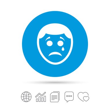 Gözyaşı işareti simgesi olan üzgün yüz 