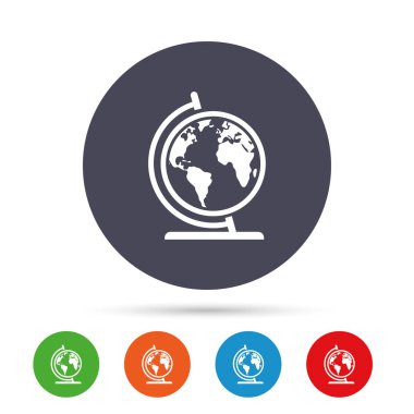 Düz simgeleri ile yuvarlak renkli düğmeler