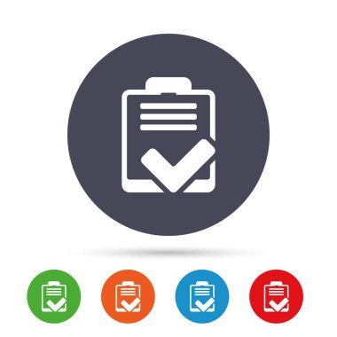 Düz simgeleri ile yuvarlak renkli düğmeler