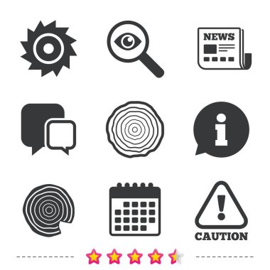 ahşap ve testere dairesel tekerlek simgeler 