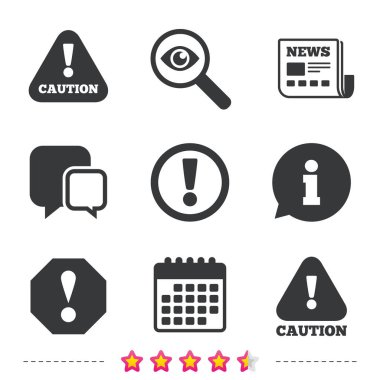 Gazete, bilgi ve takvim simgeleri