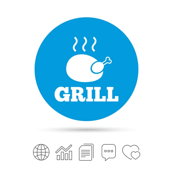 Poulet grill icône signe — Image vectorielle