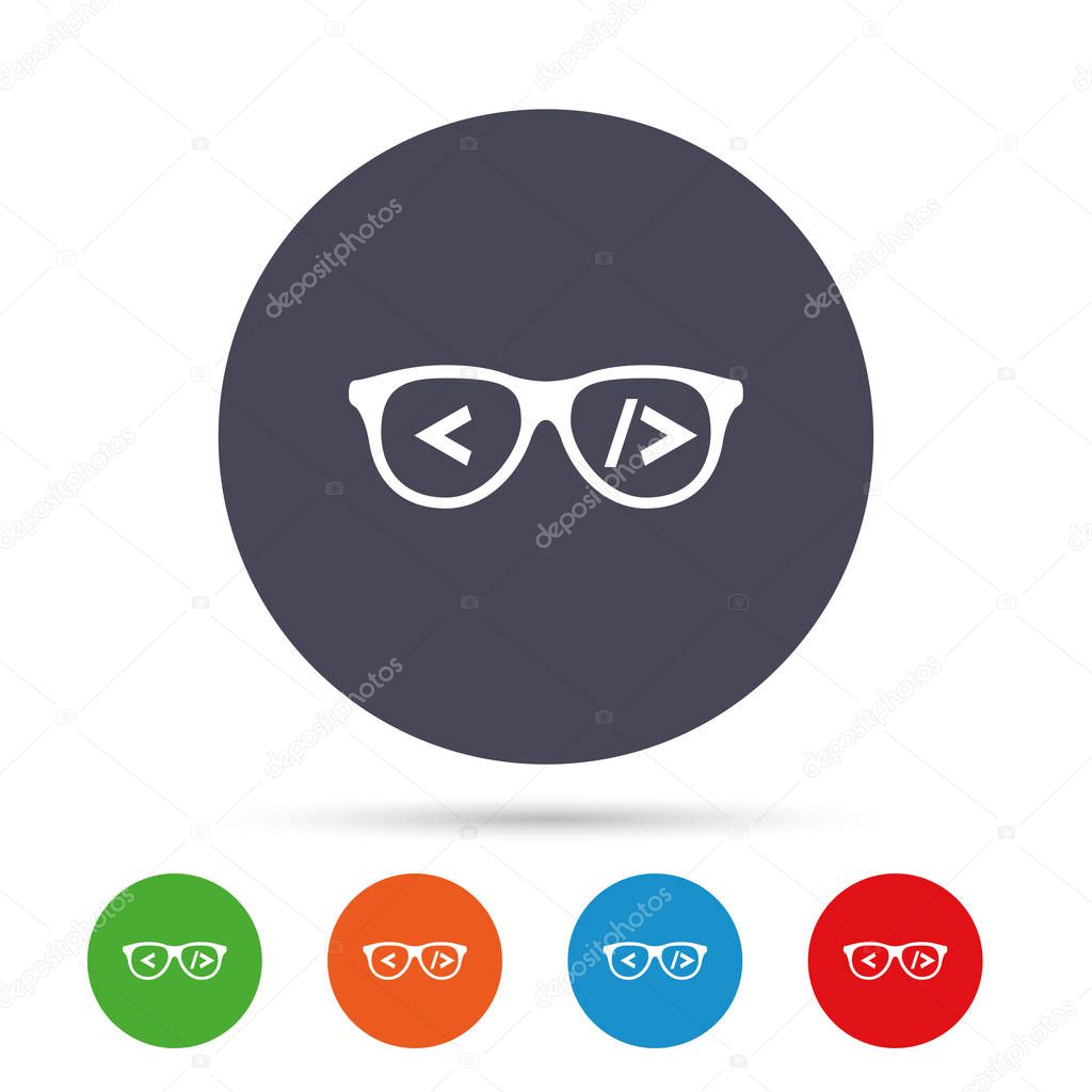 Round colourful buttons with flat icons