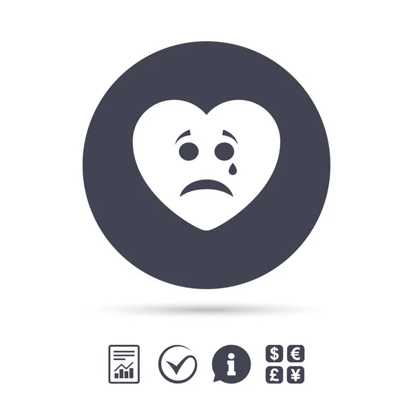 Smutne serce twarz z łez ikona — Wektor stockowy
