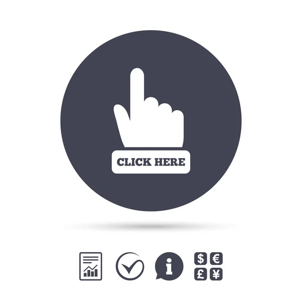 Klik hier handpictogram teken — Stockvector