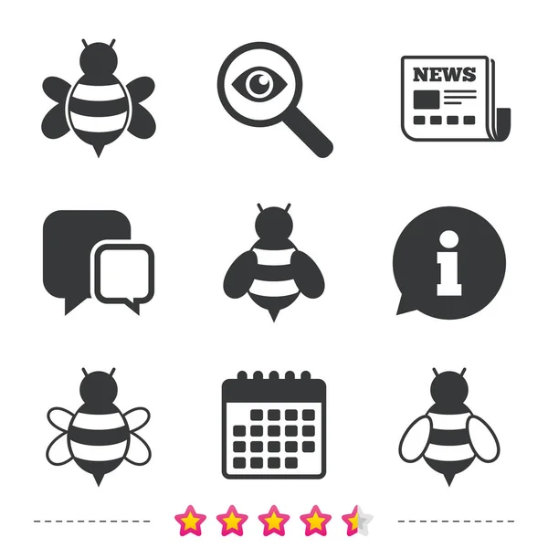 Abejas de miel iconos — Vector de stock