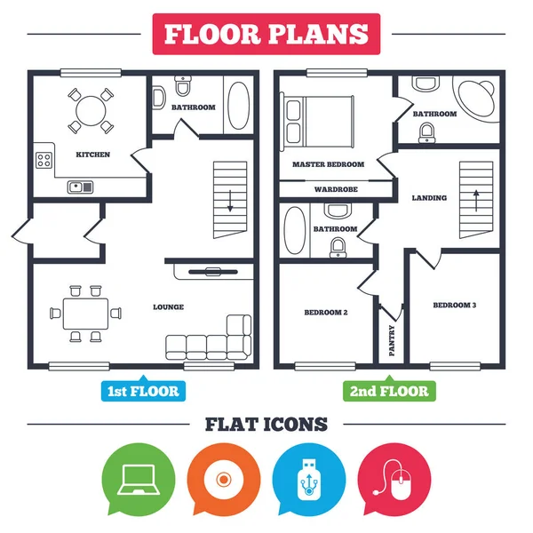 Plano de arquitetura com mobiliário — Vetor de Stock