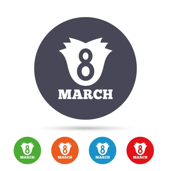8 mars kvinnodagen logga ikoner — Stock vektor