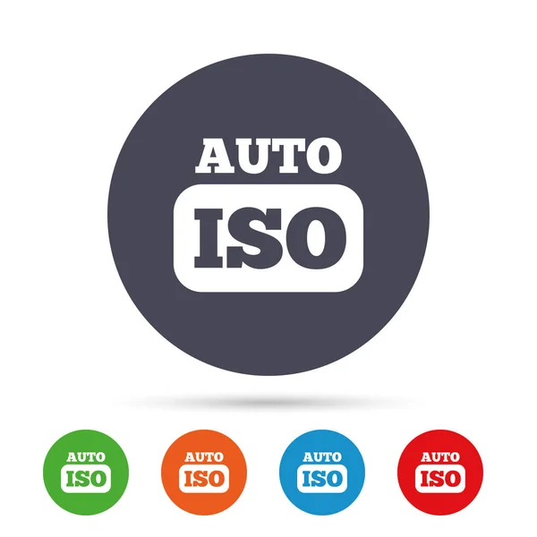 Icono de signo de cámara de fotos ISO Auto — Archivo Imágenes Vectoriales