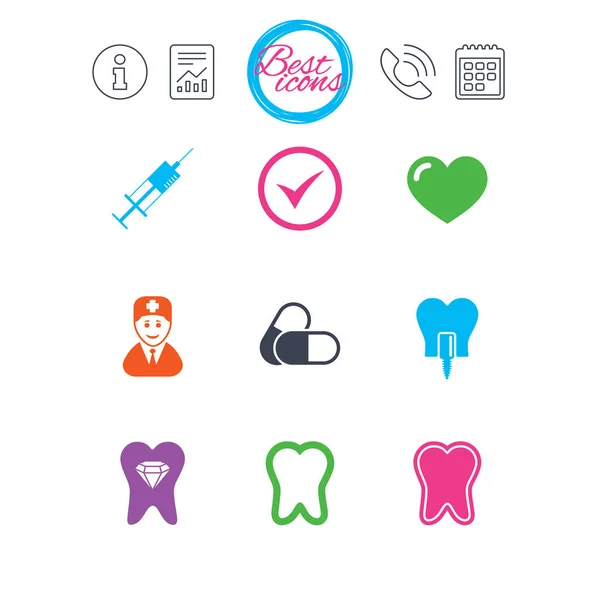 Ząb, ikony opieki stomatologicznej — Wektor stockowy