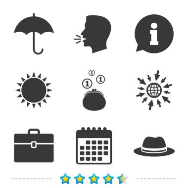 Şemsiye, m-cüzdan ve şapka ile hal.