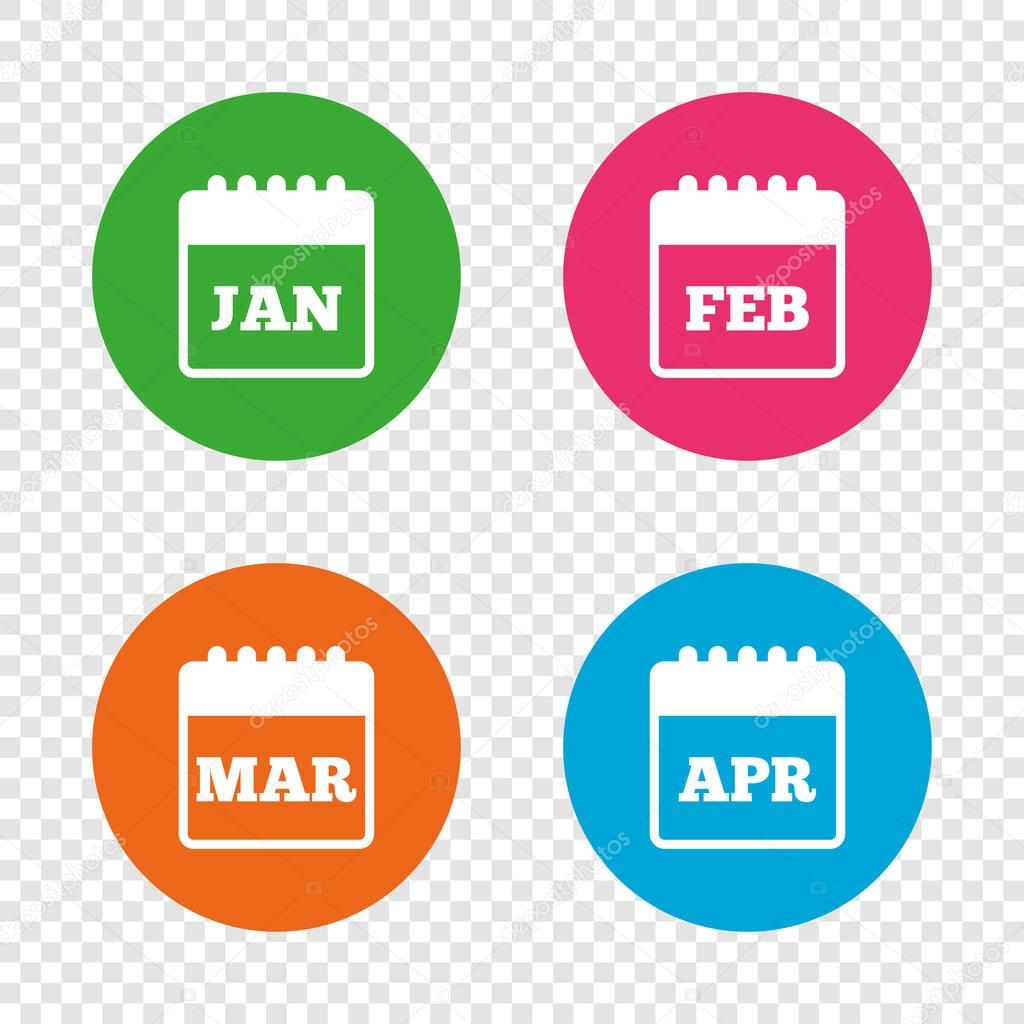 Calendar. January, February, March and April.